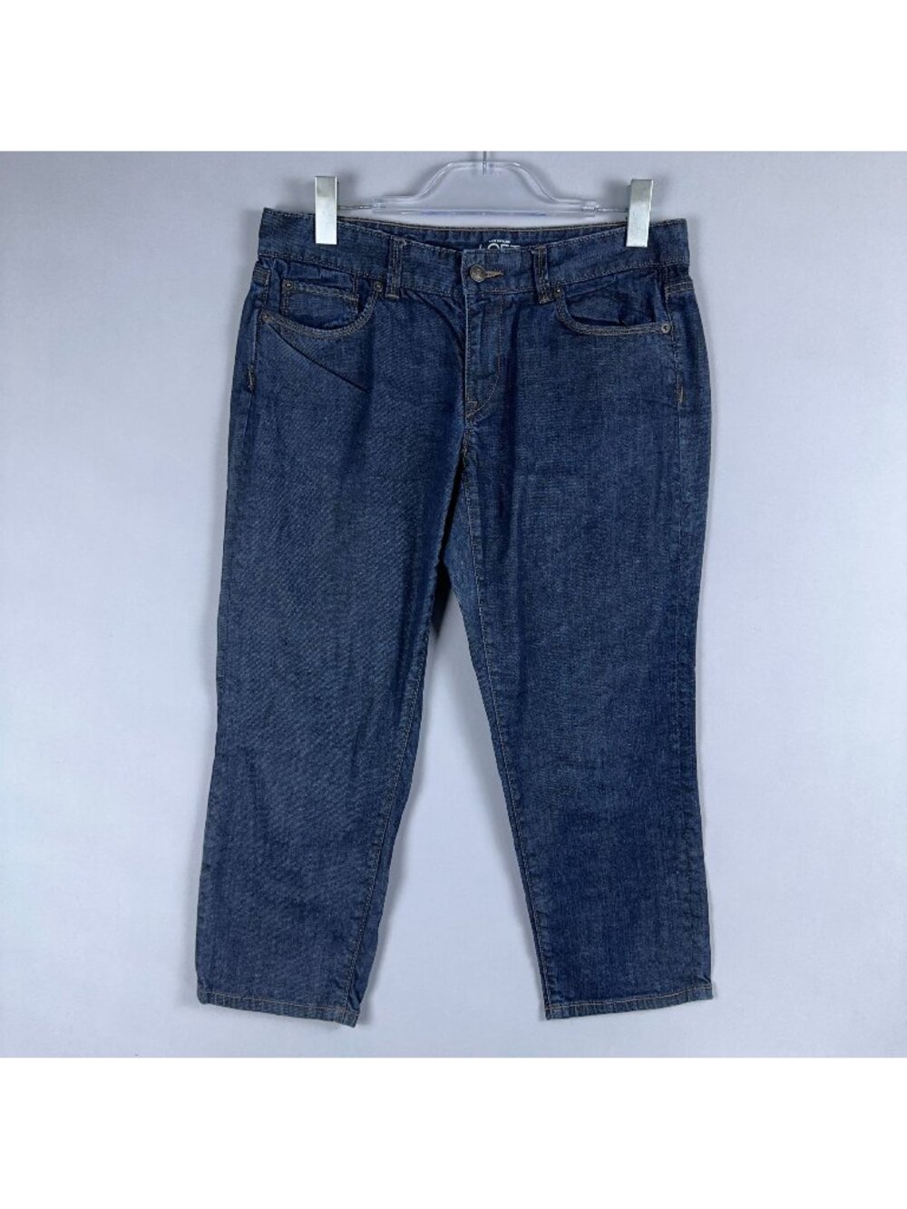 Ann Taylor Loft Jeans Size 8  Curvy Crop Jeans 100% Cotton Blue Dark Wash